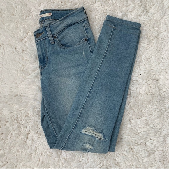 Levi's 711 Light Wash Mid Ride Straight Leg Denim Sz 25 - Picture 11 of 11